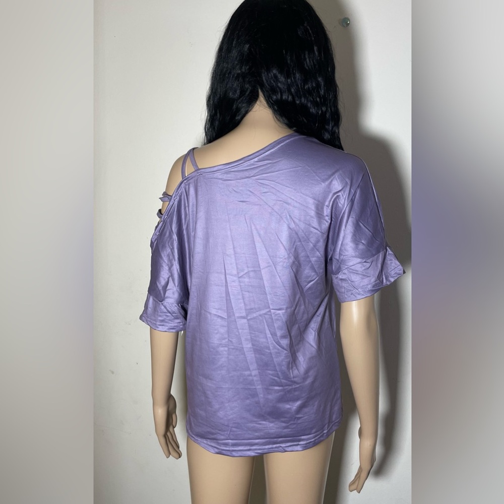 Sz M women’s graphic t shirt summer tops grey short sleeve light weight - Picture 3 of 9